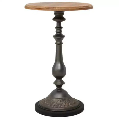 Table d'appoint Marron Bois de sapin massif et acier Petite Minimaliste