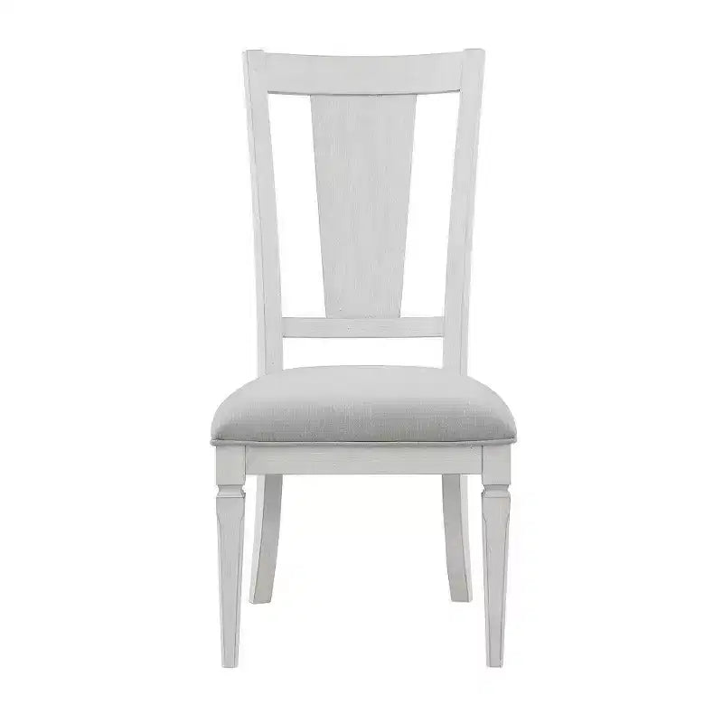 Royal Hampton Kate, ensemble de 2 chaises de salle à manger de 61 cm, lin gris clair, cadre en bois blanc