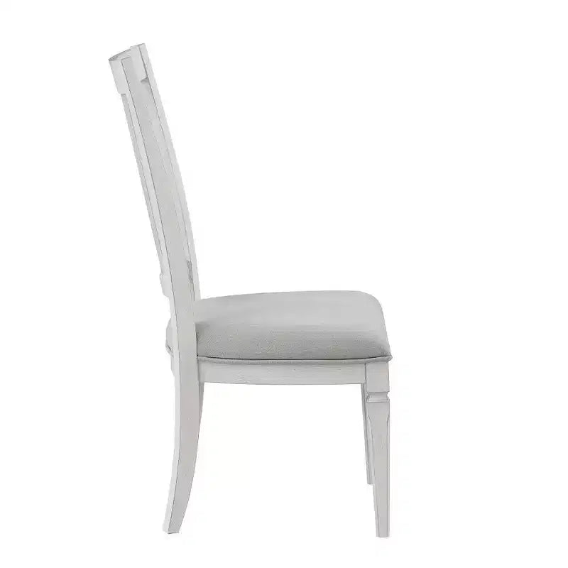 Royal Hampton Kate, ensemble de 2 chaises de salle à manger de 61 cm, lin gris clair, cadre en bois blanc