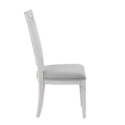 Royal Hampton Kate, ensemble de 2 chaises de salle à manger de 61 cm, lin gris clair, cadre en bois blanc