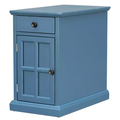 Table d'appoint vintage Okak avec ports USB, table de chevet avec 1 tiroir multifonctionnel avec porte-gobelets, table d'appoint pour salon, chambre à coucher
