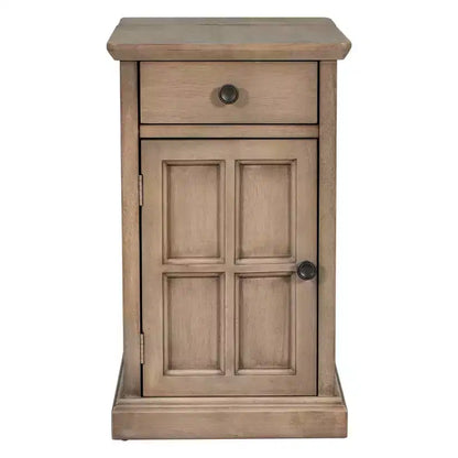 Table d'appoint vintage Okak avec ports USB, table de chevet avec 1 tiroir multifonctionnel avec porte-gobelets, table d'appoint pour salon, chambre à coucher