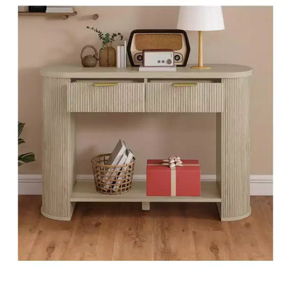 47.2 inch Fluted Console Table with Drawer and Open Storage for Entryway Sofa Side Living Room Bedroom Decor