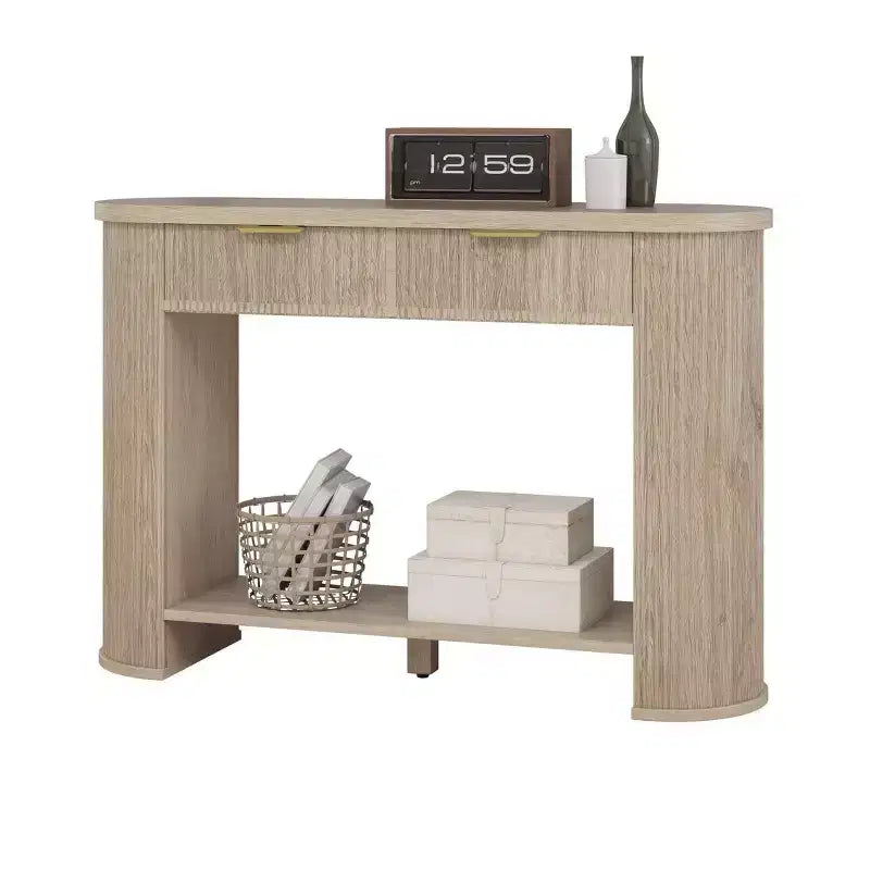 Console cannelée de 47,2 pouces avec tiroir et rangement ouvert pour entrée, canapé, salon, chambre à coucher