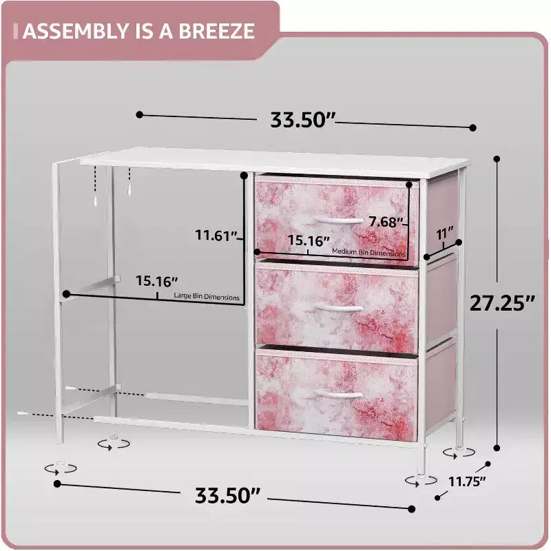 Commode Sorbus à 5 tiroirs – Organisateur de rangement avec cadre en acier, plateau en bois, poignées, bacs en tissu