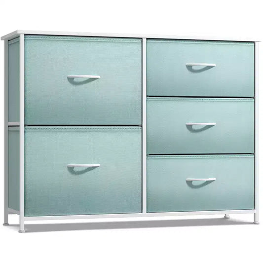Sorbus Dresser with 5 Drawers - Storage Chest Organizer with Steel Frame, Wood Top, Handles, Fabric Bins