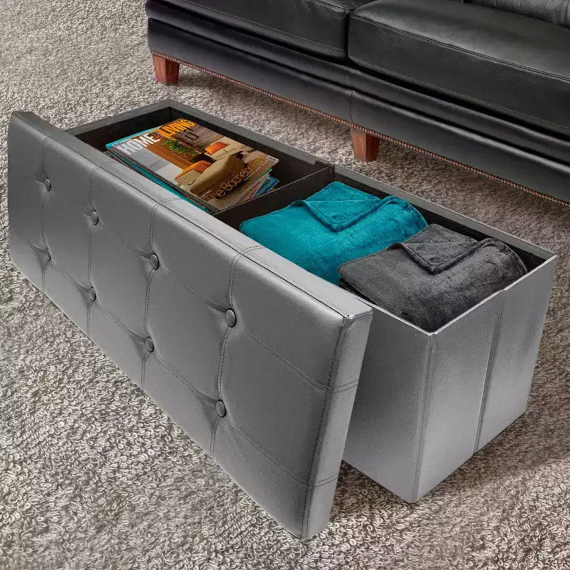 Banc de rangement en similicuir Sorbus 43 pouces - pour chambre à coucher, entrée, table basse, bout de lit, repose-pieds, pouf