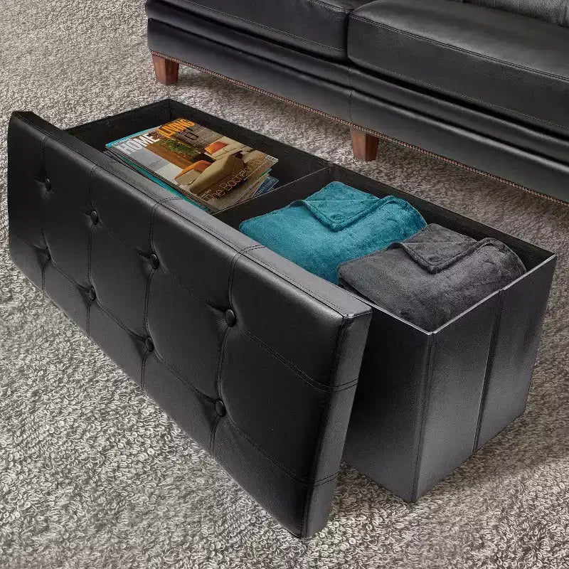 Banc de rangement en similicuir Sorbus 43 pouces - pour chambre à coucher, entrée, table basse, bout de lit, repose-pieds, pouf