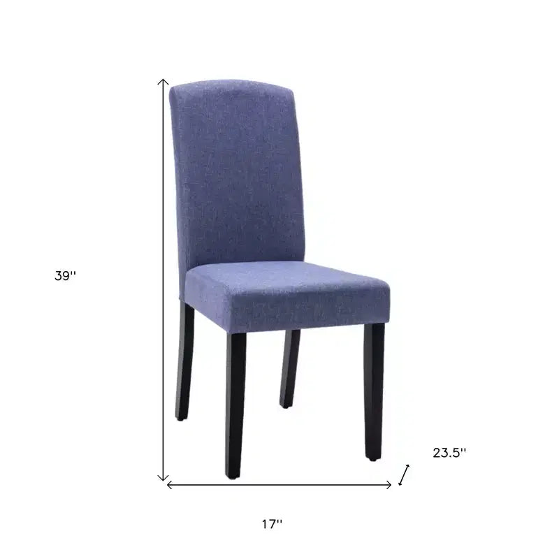 Lot de deux chaises de salle à manger Parsons en polyester rembourré, bleu marine et noir, HomeRoots