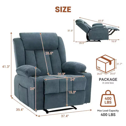 Fauteuil inclinable à bascule de massage, Fauteuil à bascule confortable et rembourré avec poches latérales, poches avant et porte-gobelet, Assemblage facile