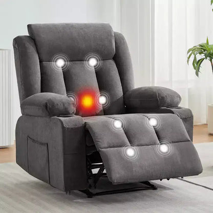 Fauteuil inclinable à bascule de massage, Fauteuil à bascule confortable et rembourré avec poches latérales, poches avant et porte-gobelet, Assemblage facile