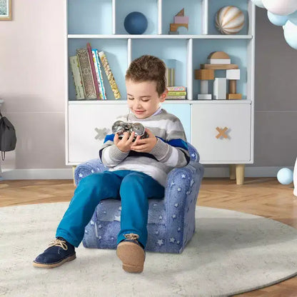 Canapé Whisen pour enfants et tout-petits, canapé pour enfants, canapé bébé rembourré avec étoiles lumineuses pour 18-36 mois - Bleu