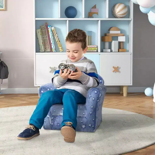 Canapé Whisen pour enfants et tout-petits, canapé pour enfants, canapé bébé rembourré avec étoiles lumineuses pour 18-36 mois - Bleu