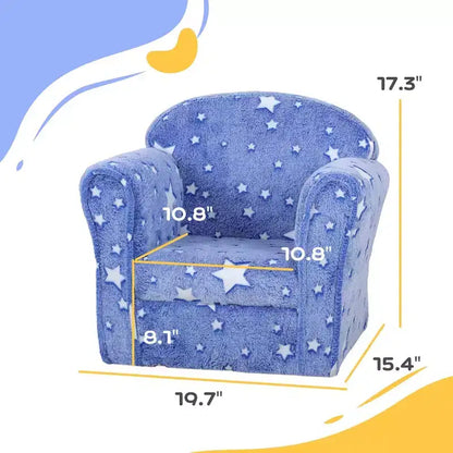 Canapé Whisen pour enfants et tout-petits, canapé pour enfants, canapé bébé rembourré avec étoiles lumineuses pour 18-36 mois - Bleu