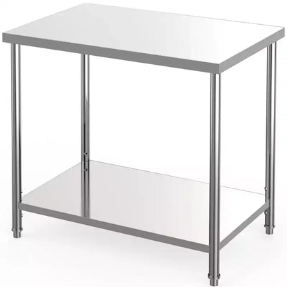 Stainless Steel Table, Heavy-Duty Metal Commercial Prep Table with Open Storage Racks for Restaurant Kitchens, Home, Hotels, Food Preparation