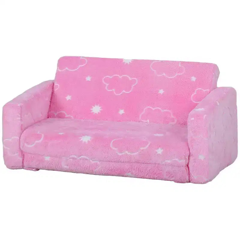 Canapé 2 en 1 pour tout-petits Whisen, canapé pour enfants, canapé convertible avec housse lavable, chaise de jeu légère - Rose