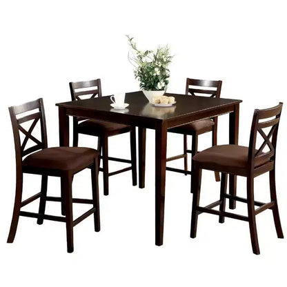 Ensemble de salle à manger GDFStudio Ralph 5 pièces en bois à hauteur de comptoir avec 4 chaises à dossier croisé