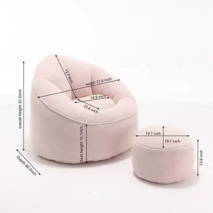 Pouf poire, Fauteuil poire avec garnissage en mousse haute densité et repose-pieds, Fauteuil d'appoint moderne avec ottoman