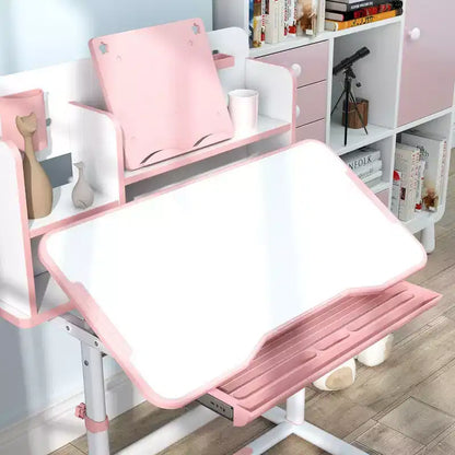 Bureau et chaise d'étude ergonomiques réglables pour enfants Whisen Kids Desk Set avec plateau inclinable - Rose
