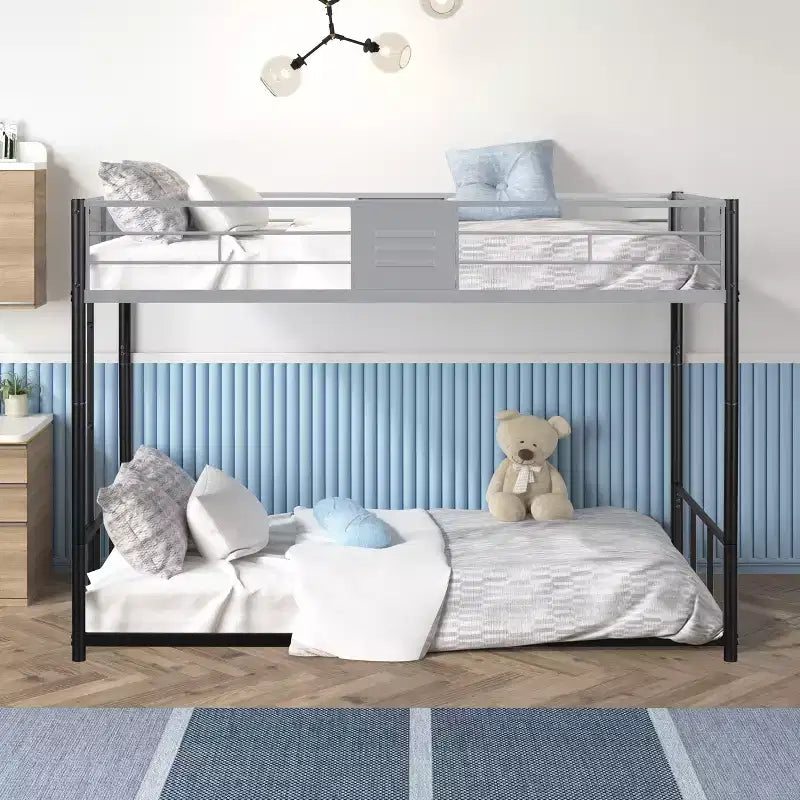 Bellemave Metal Twin over Twin Bunk Bed With ventilation panels and safety railings, noise-free, suitable for teenagers,black