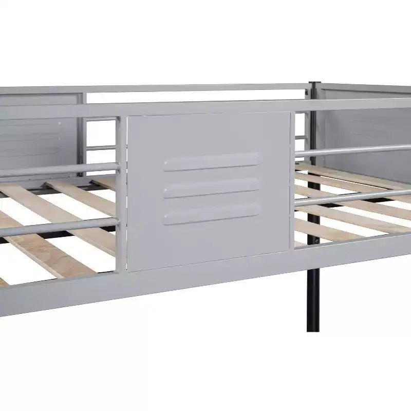 Bellemave Lits superposés jumeaux en métal avec panneaux de ventilation et barrières de sécurité, sans bruit, adaptés aux adolescents, noirs