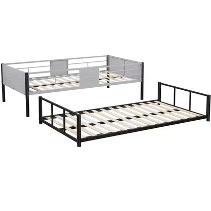 Bellemave Lits superposés jumeaux en métal avec panneaux de ventilation et barrières de sécurité, sans bruit, adaptés aux adolescents, noirs
