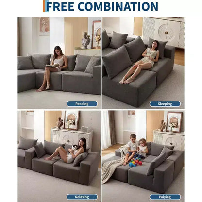 Canapé modulable en forme de L COZONY, canapé en velours côtelé moelleux avec méridienne, assise profonde, sans assemblage pour salon/chambre à coucher