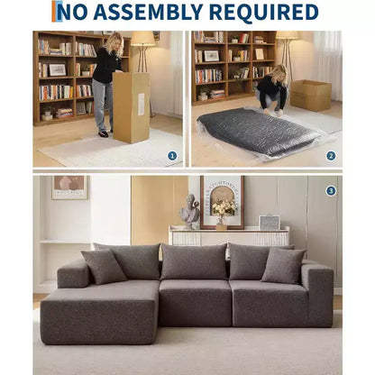 Canapé modulable en forme de L COZONY, canapé en velours côtelé moelleux avec méridienne, assise profonde, sans assemblage pour salon/chambre à coucher