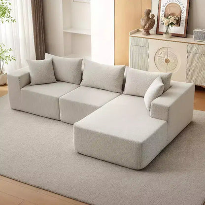 Canapé modulable en forme de L COZONY, canapé en velours côtelé moelleux avec méridienne, assise profonde, sans assemblage pour salon/chambre à coucher