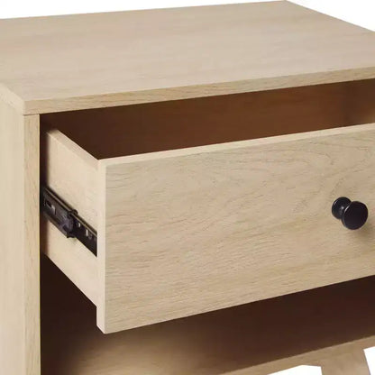 Table de chevet minimaliste avec 1 tiroir, style Mid-Century Modern, chêne Coastal