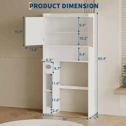 GustoWave Meuble de rangement WC au-dessus des toilettes, Organisateur de salle de bain au-dessus des toilettes avec porte et support de rouleau de papier toilette, Gain de place, Blanc