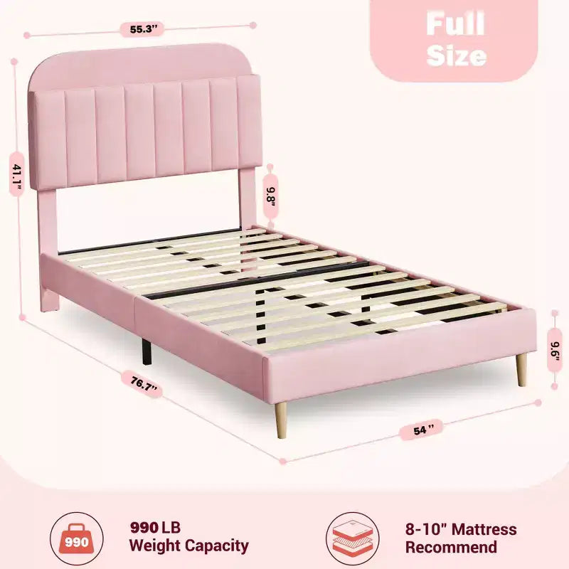 Lit enfant, cadre de lit simple rembourré avec tête de lit de rangement et sommier à lattes, rembourré en velours, adapté aux lits pour garçons et filles