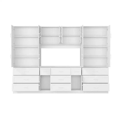 Famapy Armoire de cuisine grande capacité avec étagères réglables, plan de travail fonctionnel, tiroirs multiples, buffet de rangement pour aliments, organisation de cuisine