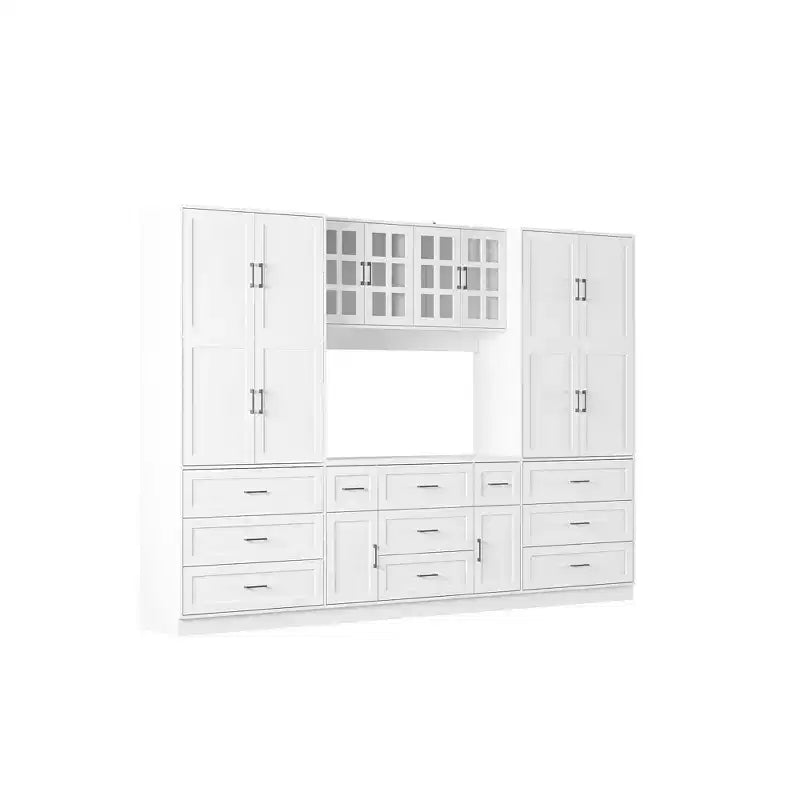 Famapy Armoire de cuisine grande capacité avec étagères réglables, plan de travail fonctionnel, tiroirs multiples, buffet de rangement pour aliments, organisation de cuisine
