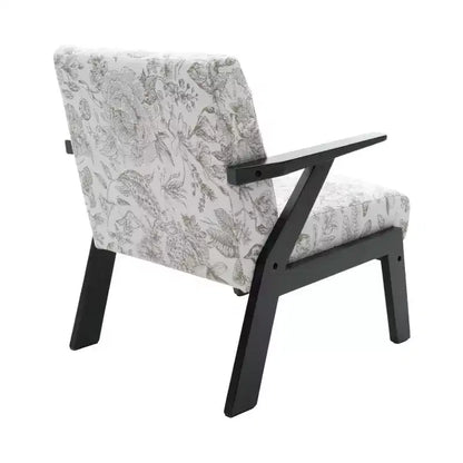 Fauteuil de salon moderne du milieu du siècle Homy Casa avec structure en bois massif, fauteuil d'appoint rembourré pour salon, chambre ou bureau, beige + gris