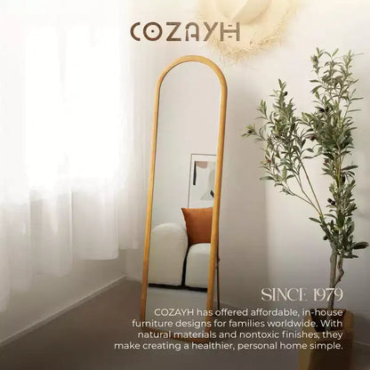 Miroir sur pied arqué COZAYH, cadre en bois massif, 151,1 x 40,6 cm