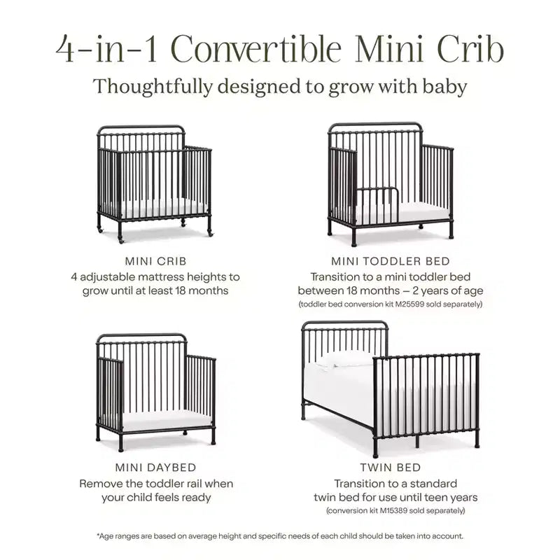 Mini-berceau convertible 4-en-1 en métal Winston Namesake