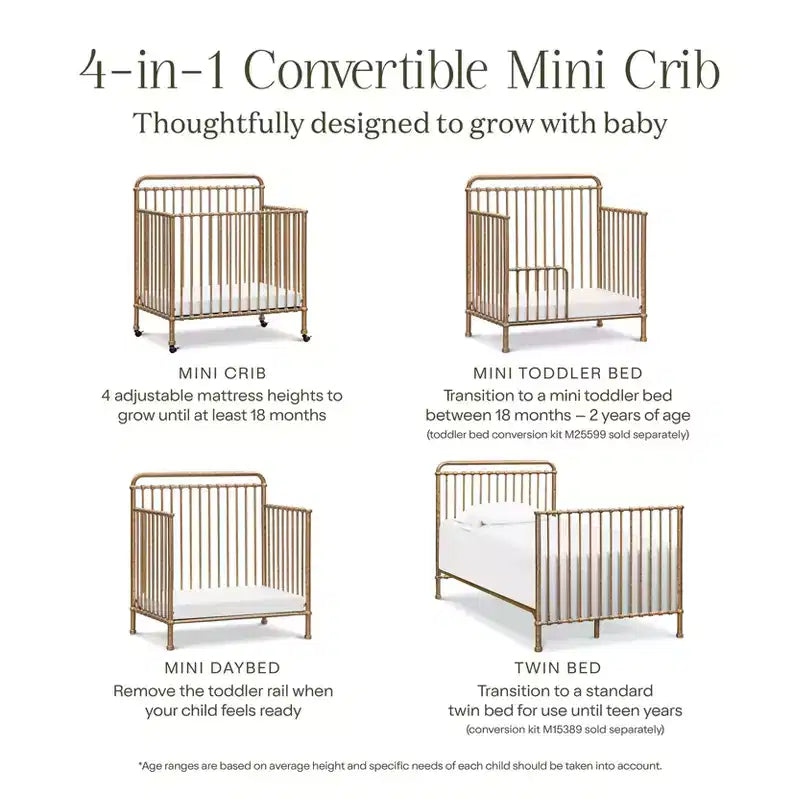 Mini-berceau convertible 4-en-1 en métal Winston Namesake
