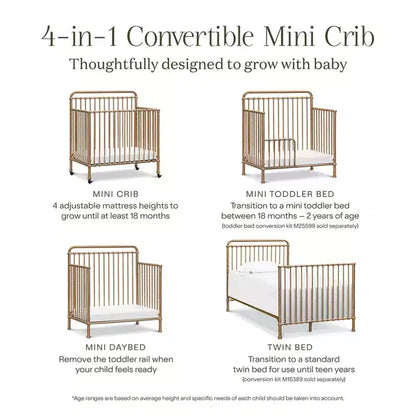 Mini-berceau convertible 4-en-1 en métal Winston Namesake