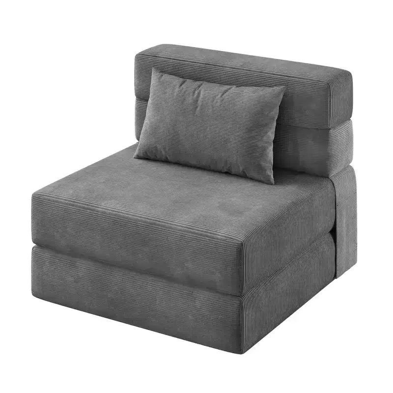 73 Convertible Folding Sofa Bed, Portable Lazy Floor Sofa Lounger, Convertible Futon Couch with Pillow, Modern Linen Fabric, for Living Room(Single)