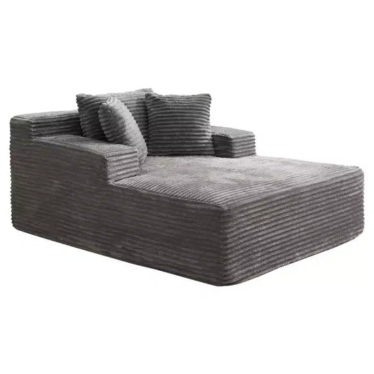 49.2 Oversized Convertible Chaise Lounge Chair Indoor, Corduroy Upholstered Cloud Sofa Couch Cap, No Assembly Required, for Living Room, Bedroom
