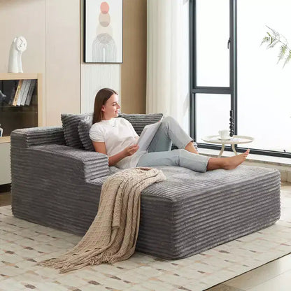 49.2 Transat d'intérieur convertible surdimensionné, Capuchon de canapé nuage en velours côtelé, Aucun assemblage requis, pour salon, chambre à coucher
