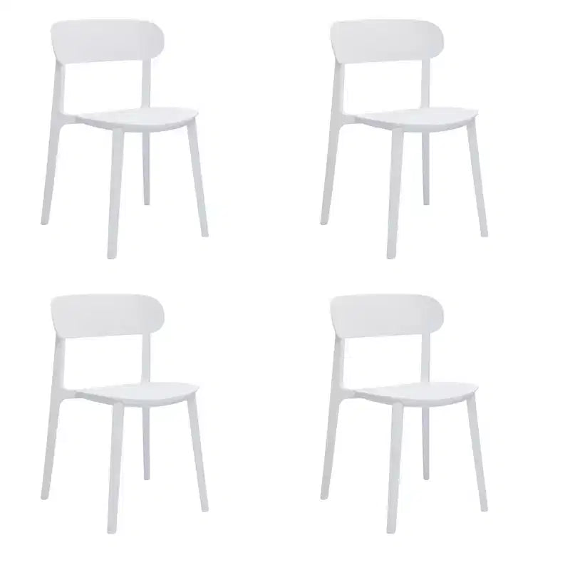 HomeRoots Set of Four White Heavy Duty Plastic Dining Side Chairs