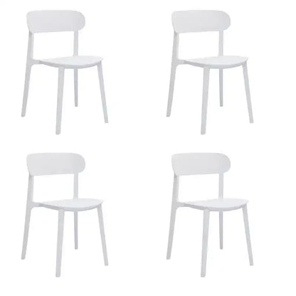 HomeRoots Set of Four White Heavy Duty Plastic Dining Side Chairs
