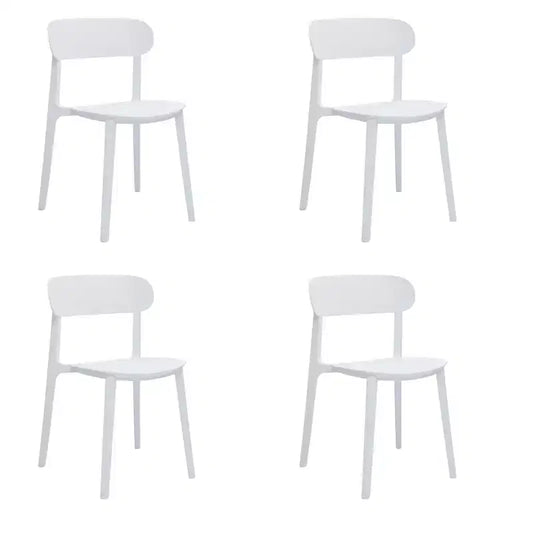 HomeRoots Set of Four White Heavy Duty Plastic Dining Side Chairs