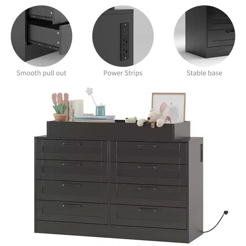 Commode à langer 8 tiroirs – Commode de chambre d'enfant multifonctionnelle avec étagères à langer pour chambre à coucher