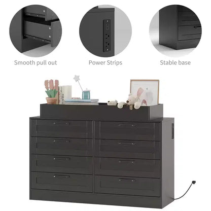 Commode à langer 8 tiroirs – Commode de chambre d'enfant multifonctionnelle avec étagères à langer pour chambre à coucher
