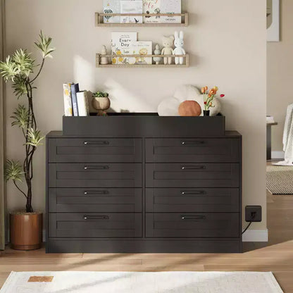 Commode à langer 8 tiroirs – Commode de chambre d'enfant multifonctionnelle avec étagères à langer pour chambre à coucher
