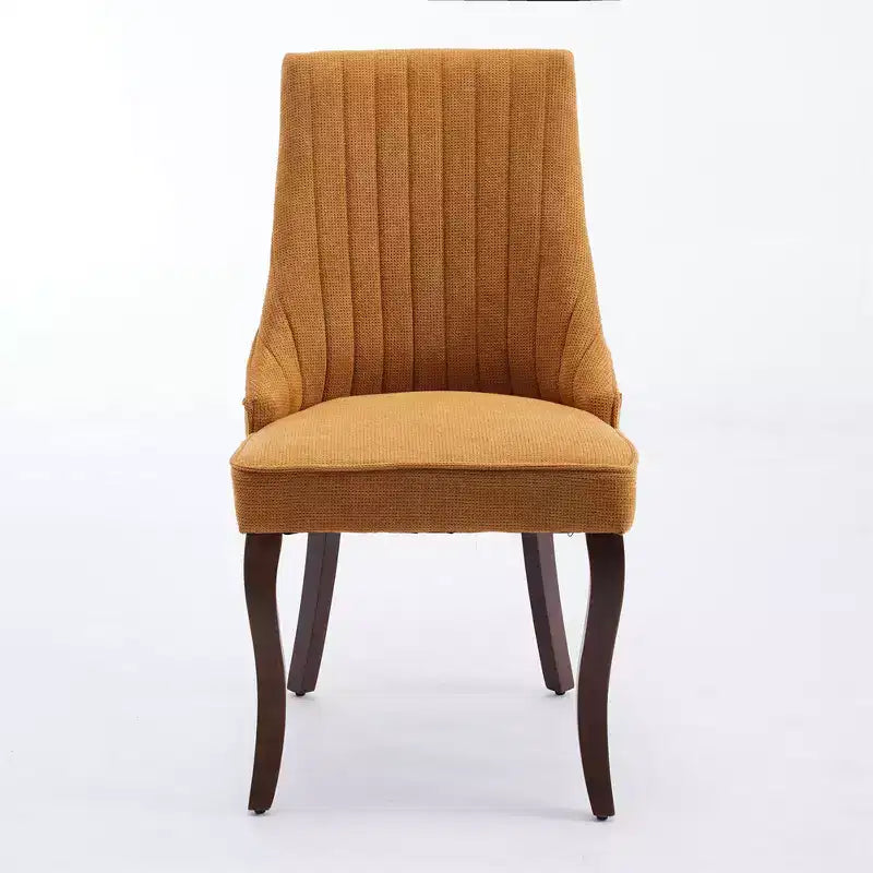 Chaises de salle à manger rembourrées avec pieds en bois, chaises d'appoint en tissu pour salle à manger/cuisine/salon, lot de 2