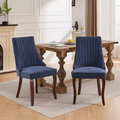 Upholstered Dining Chairs with Wooden Legs, Fabric Side Chairs for Dining Room/Kitchen/Living Room, Set of 2